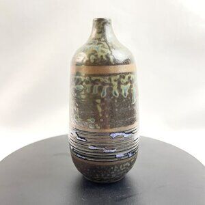 Studio Art Pottery Vase 5.5" Vintage Drip Glaze Textured Handmade Ceramics
